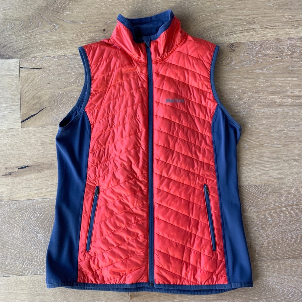 Marmot Blue and Red Fleece Lined Vest